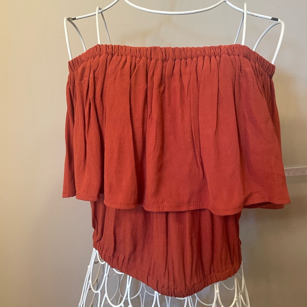 Forever 21 Off-The-Shoulder Strapless Ruffle Tube Top, Size M